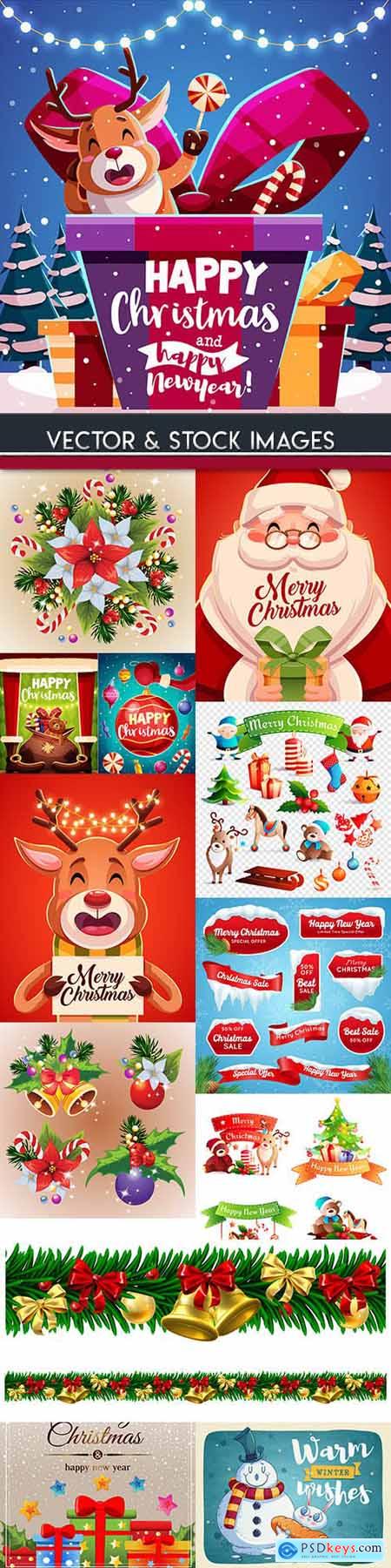 Merry Christmas and New Year background decorative 19