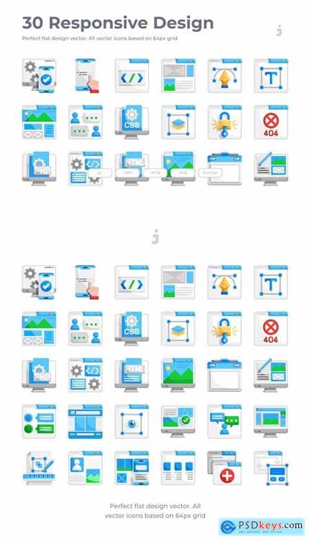 30 Responsive & Web Design Icons - Flat