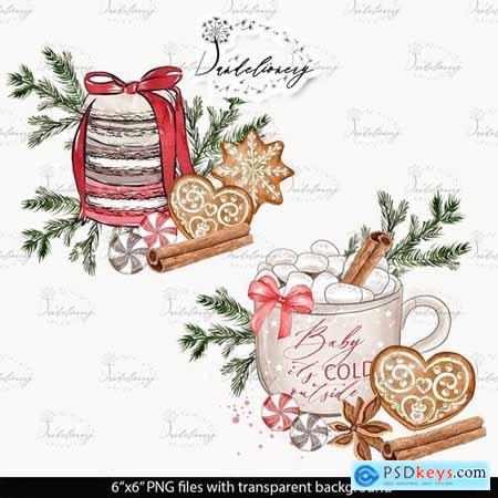 Gingerbread Watercolor Clipart
