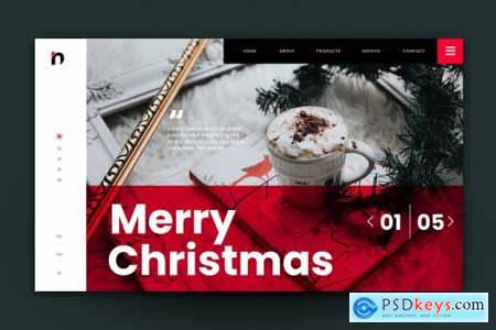 Merry Christmas Web Landing Page AI and PSD