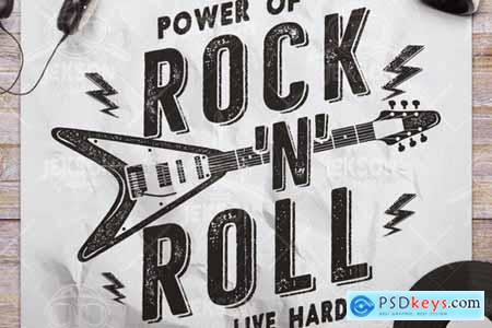 Music Rock n Roll Print for T-Shirt, Retro Design