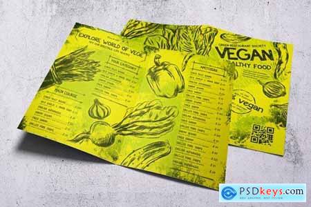 Vintage Vegan Bifold Food Menu A4 & US Letter