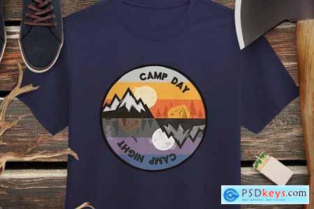 Camp Day Camping Night Adventure Logo, Retro Shirt