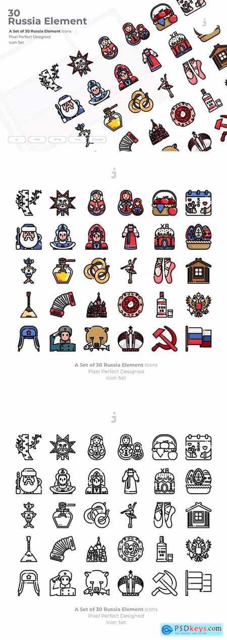 30 Russia Element Icons