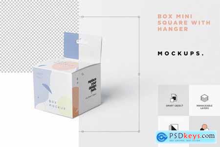 Box Mockup Set - Mini Square with Hanger