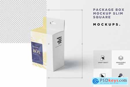 Package Box Mockup Set - Slim Square with Hanger