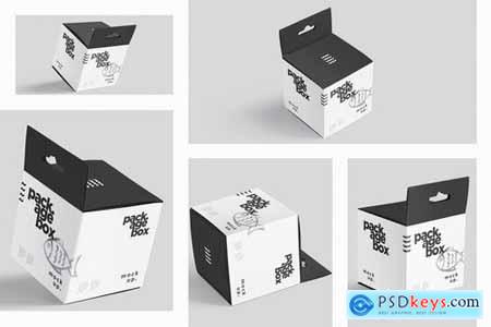 Package Box Mockup Set - Square With Hanger
