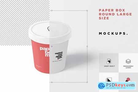 Paper Box Mockup PSDs Round - Large Size