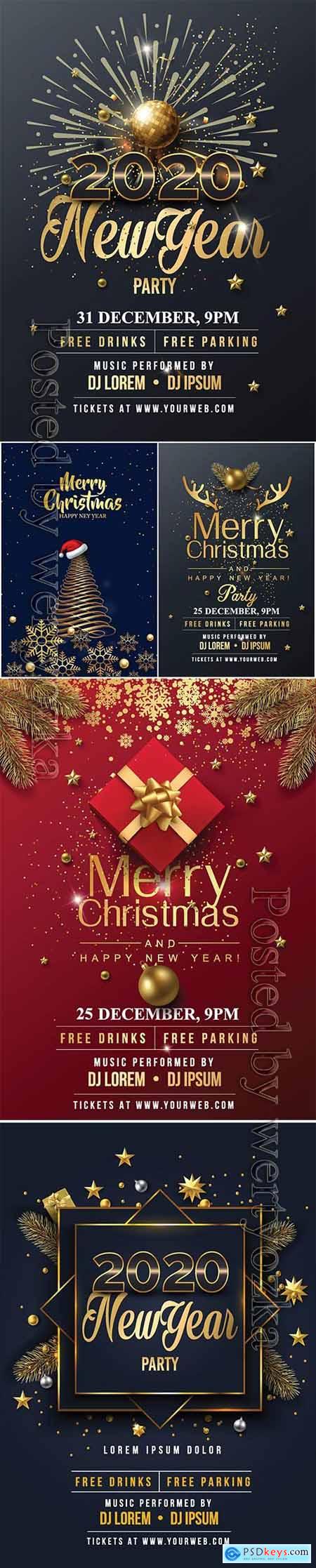 2020 Merry Chistmas and Happy New Year vector illustration v3