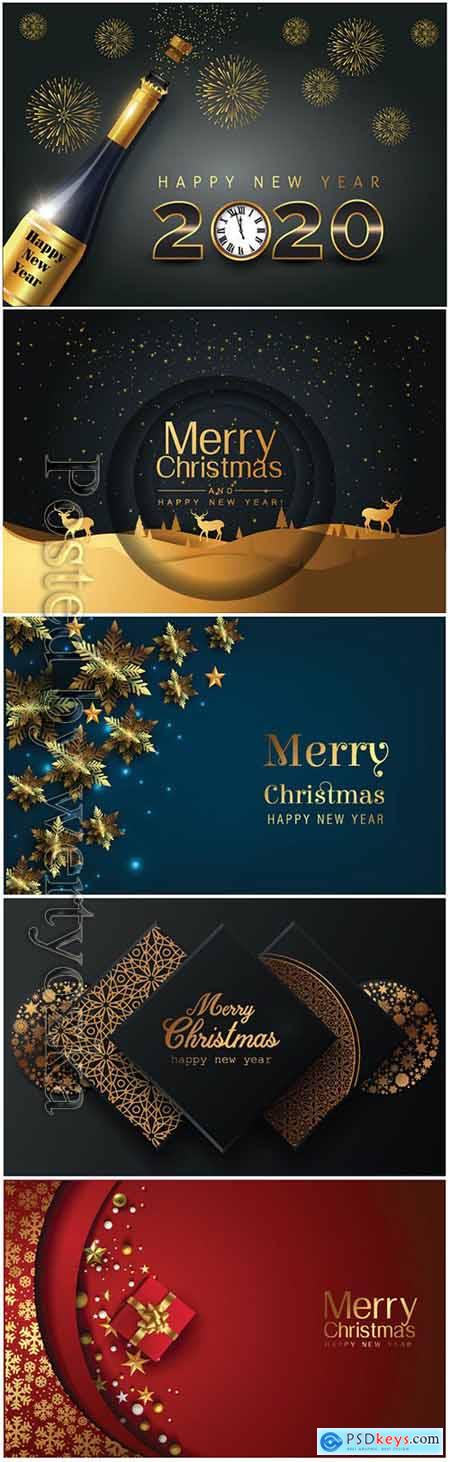 2020 Merry Chistmas and Happy New Year vector illustration v4