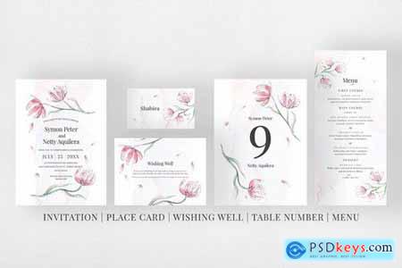 Pink Floral Sketch Wedding Suite