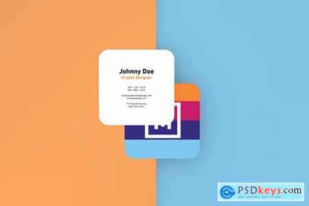Round Edges Square Business Card Mockups