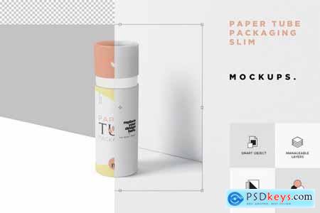 Paper Tube Packaging Mockup Set - Slim
