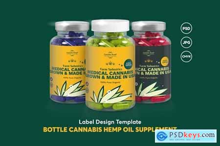 Label Design Bottle Cannabis Hemp Oil Supplement