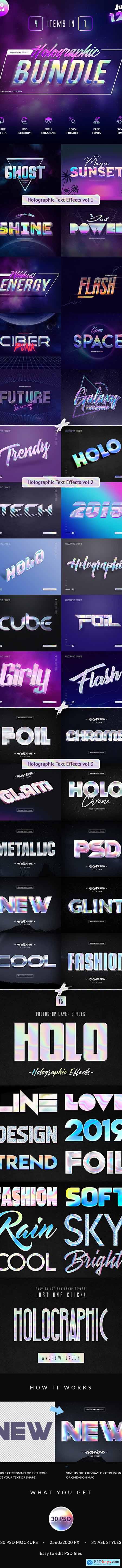 Holographic Text Effects Bundle 25047134