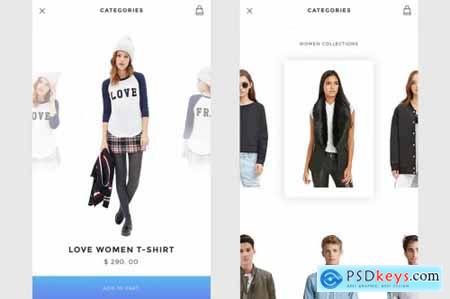 Knock Mobile UI Kit eCommerce - 2 Screens Clothes