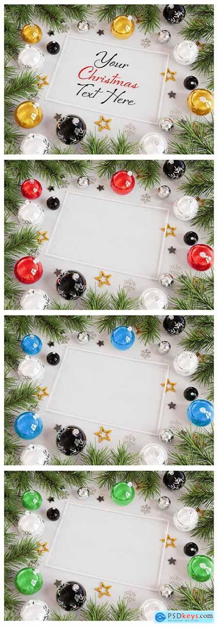 Christmas Card with Ornaments Mockup 232193854