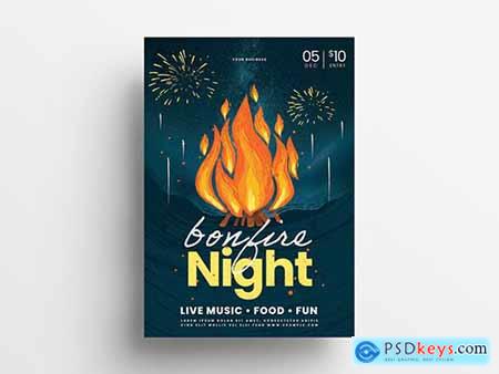 Event Flyer Layout with Bonfire Illustrations 305814145