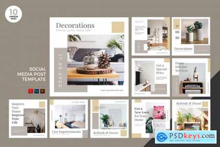 Interior Design Social Media Kit PSD & AI