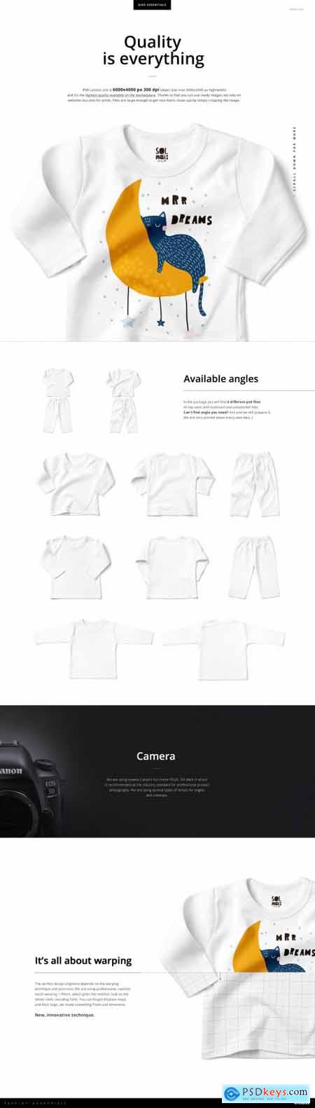 Baby Long Sleeve Pyjama Mockup Set 4309706