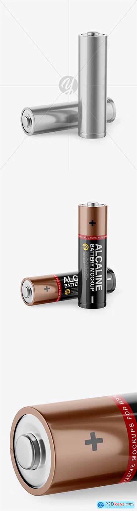 2 AA Batteries Mockup - Half Side View 20491