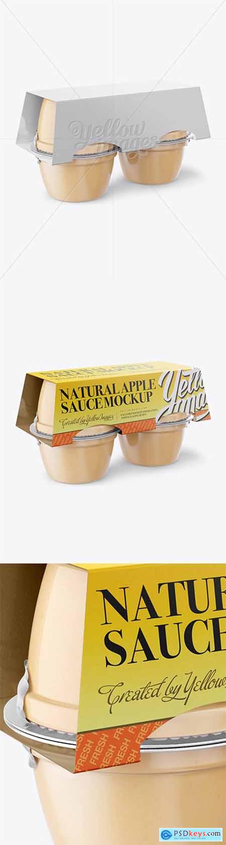 Natural Apple Sauce 4-4 Oz Cups Mockup - Halfside View 13953