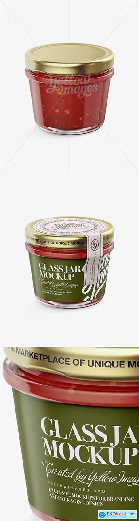 Glass Jar with Sweet Chilli Sauce Mockup - Halfside View 16189
