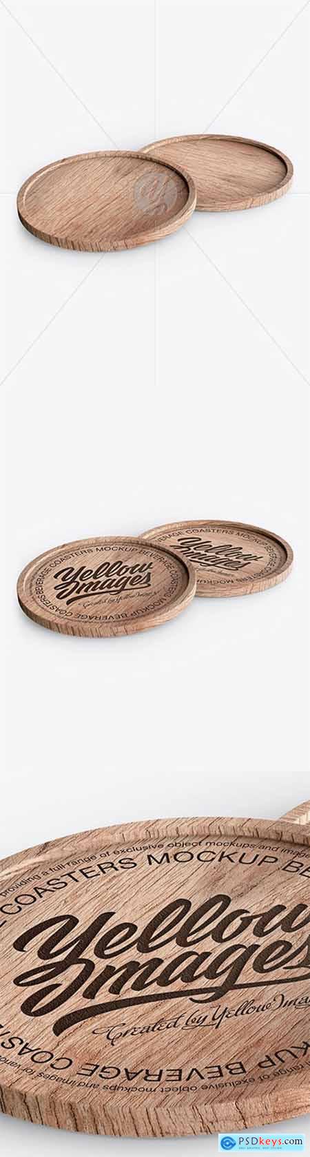 Two Wooden Beverage Coasters Mockup 34347