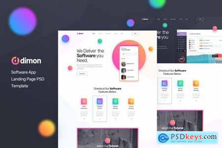 Dimon - Software App Landing Page PSD Template