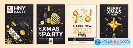 Set of 16 Christmas and Happy New Year Party Flyer