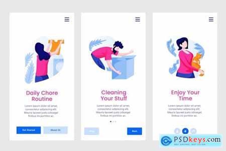 Daily Schedule Apps Onboarding Screen PSD and AI