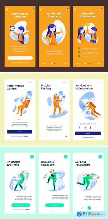 Onboarding Screen Space Science Theme PSD and AI