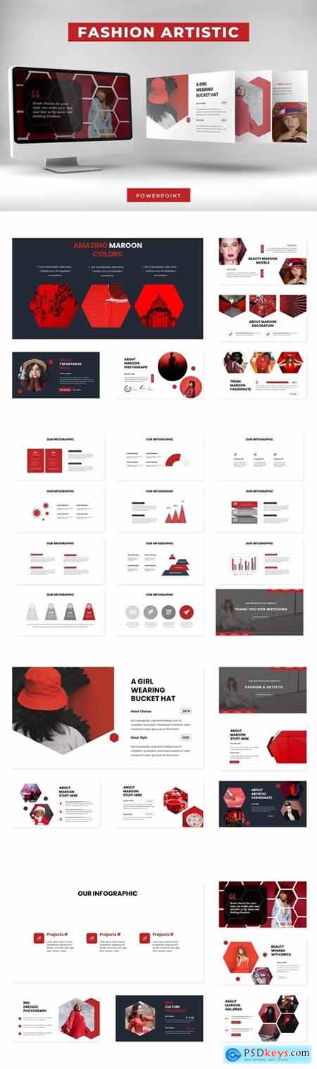 Fashion Artistic Powerpoint, Keynote and Google Slides Templates