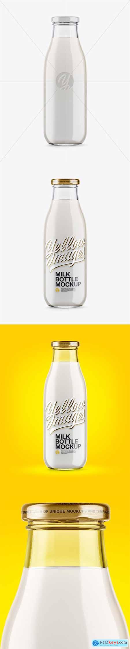 500ml Clear Glass Bottle With Milk Mockup 24767