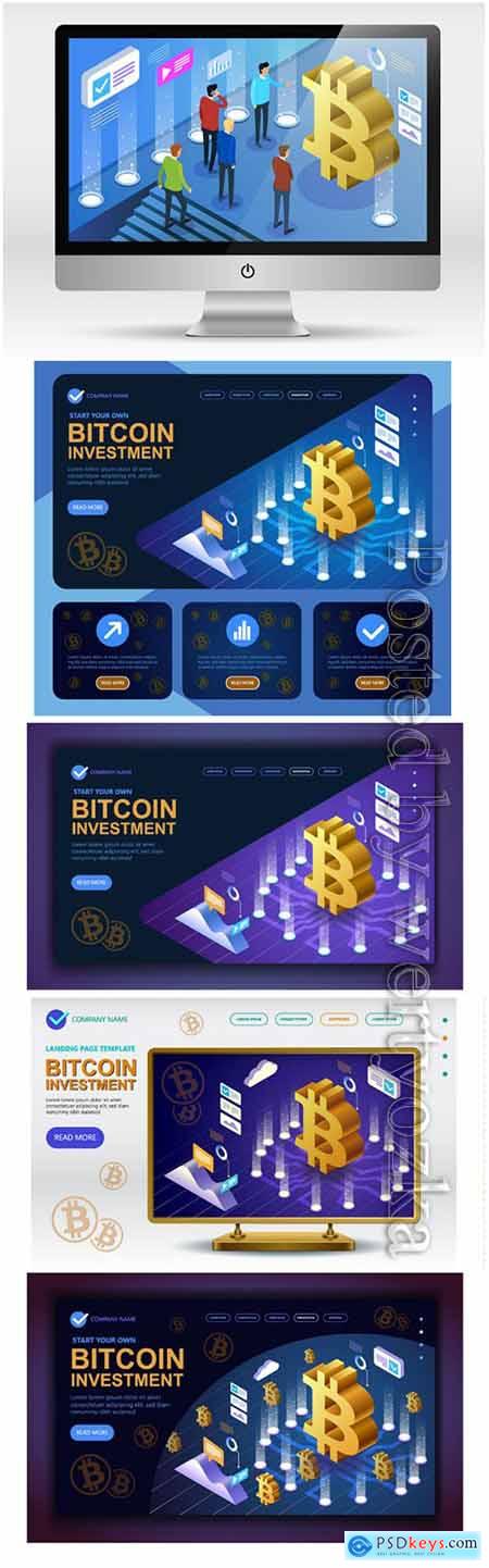 Bitcoin cryptocurrency isometric concept