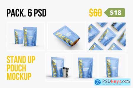 Stand-up pouch mockup Pack 6 psd 4190350