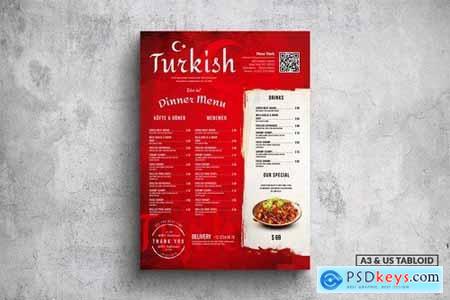 Turkish Cuisine Poster Food Menu - A3 & US Tabloid