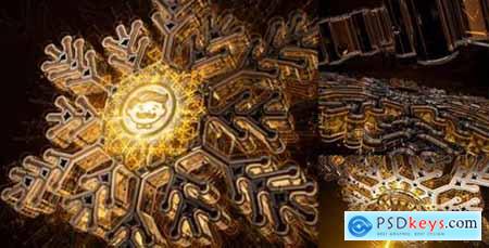 Videohive Snowflake Opener 3D- Gold Metal Intro- Syfy Winter- High Technology Snow Intro- HUD Logo- New Year 20969334