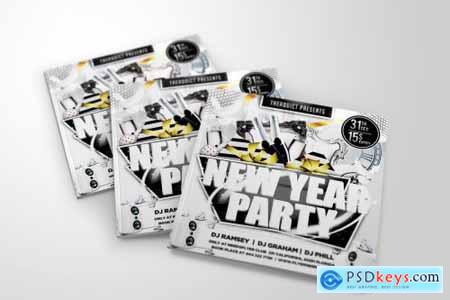 White New Year Party Flyer 4366025
