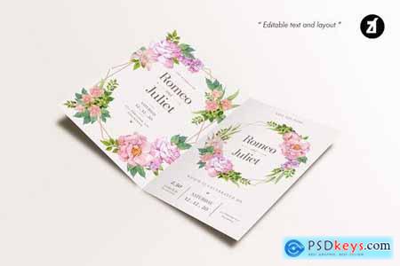 Floral Hand-drawn Watercolor Wedding Invitation 3