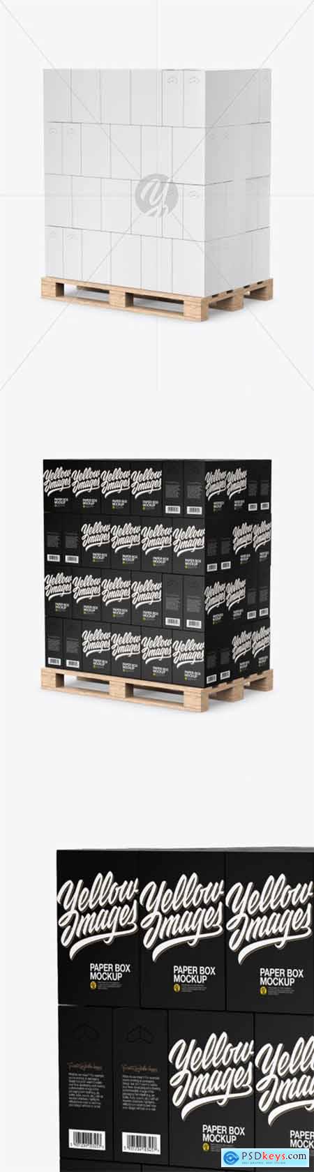 Wooden Pallet With Paper Boxes Mockup 51652