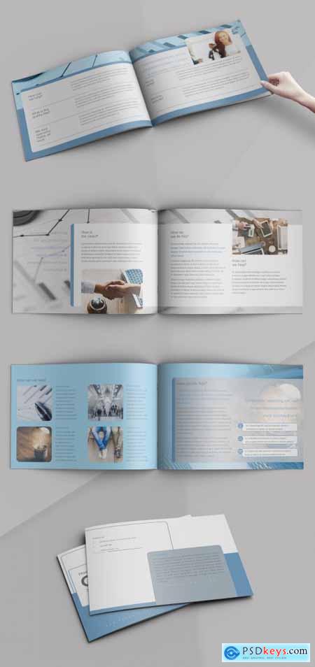 Landscape Brochure Layout with Blue Accents