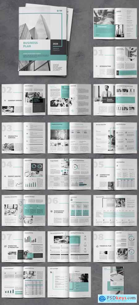 Business Brochure Layout with Turquoise Accents