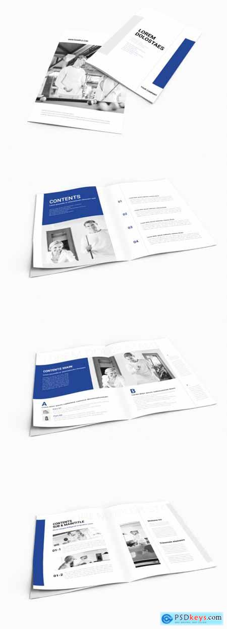 Bifold Brochure Layout with Navy and Grey Accents