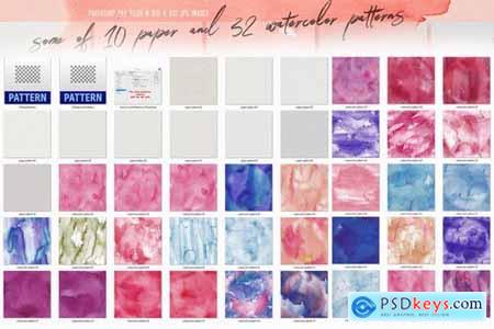 32 Watercolor & Paper Patterns