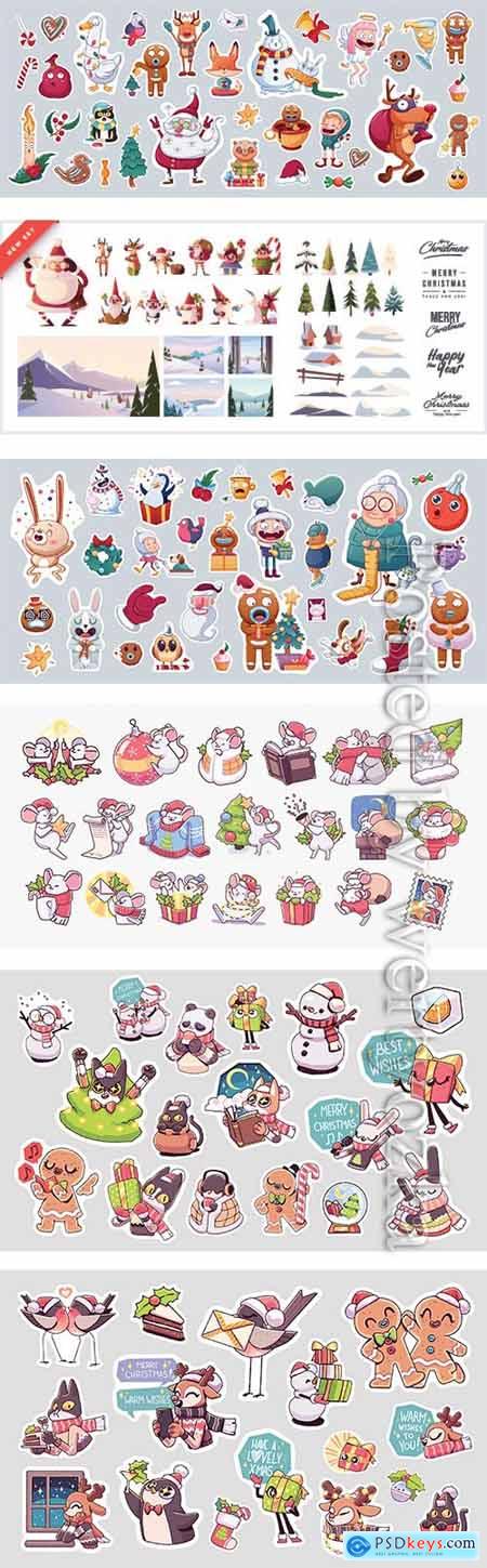 Merry Christmas and Happy New Year stickers
