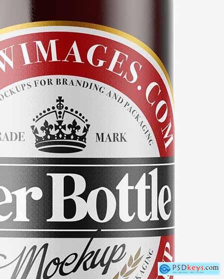 Amber Glass Bottle With Red Ale Mockup 51517