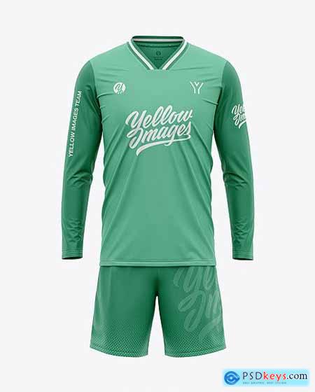Mens Long Sleeve Soccer Kit Mockup - Front 51671