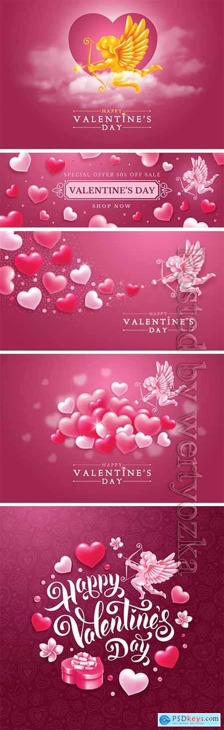 Valentines day vector card with cupid