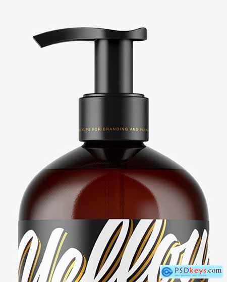 Amber Cosmetic Bottle with Pump Mockup 51662 » Free Download Photoshop